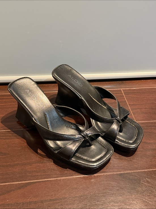 Aldo Shoes - Aldo Black Knot-Front Wedge Sandals